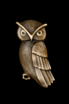 Sand-cast bronze owl door knocker